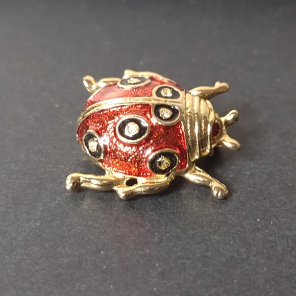Red And Gold Tone Ladybug Brooch - Picture 2 of 9